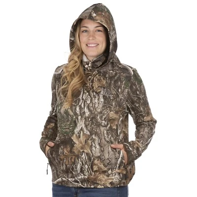Realtree 迷彩夹克大号 12/14 女式连帽套衫脸部迷彩。 — 第 1/3 张图片