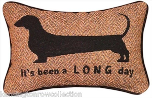 ITS BEEN A LONG DAY WOVEN DACHSHUND THROW PILLOW - 8.5" X 12.5" - Picture 1 of 1