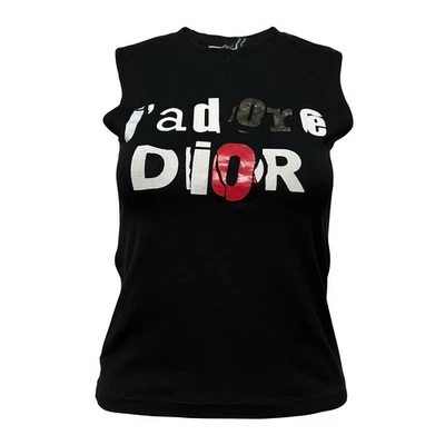 Camiseta sin mangas CHRISTIAN DIOR Primavera Verano 2003 "J'ADORE DIOR" Logo Vintage Foto 1 de 4