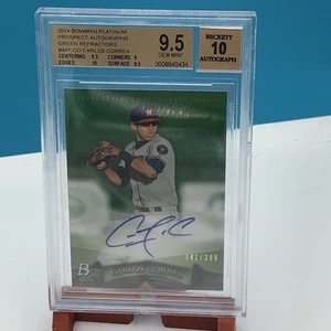 Carlos Correa 2014 BGS 9.5 10 Autógrafo Verde Refractor Bowman Platino/399. - Imagen 1 de 10