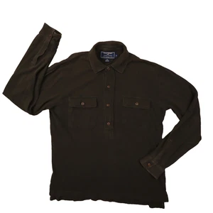 Polo Sport Ralph Lauren Vintage Brown Collared Henley Polo Shirt size Medium - Picture 1 of 8