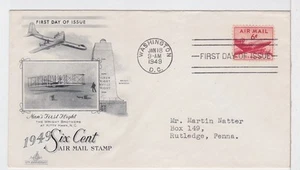 TurtlesTradingPost- 6 Cent Airmail 1949 FDC #C39 Artcraft Cachet - Picture 1 of 1