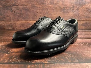 FootJoy Dryjoys Herren Schwarz Wasserdicht Leder Spike Golfschuhe Größe 8W - Bild 1 von 24