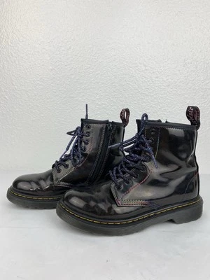 Botas Dr. Martens 1460 J Niños Negro Brillo Con Cordones Cremallera EE. UU. Talla 2 Foto 1 de 4