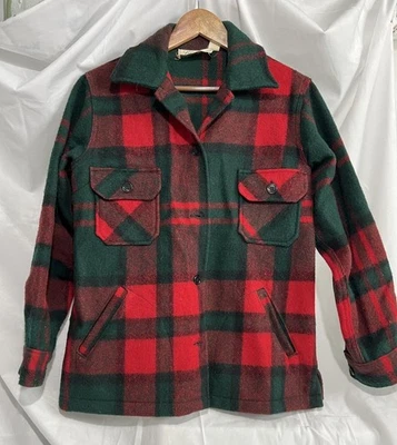 Chaqueta Mackinaw LL Bean De Colección Años 60 Roja/Verde Búfalo Cuadros Lana Mediana Foto 1 de 4