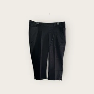 Catherines Plus Essential Flat Front Twill Capri Black Side Inset Pants 5X - Picture 1 of 4