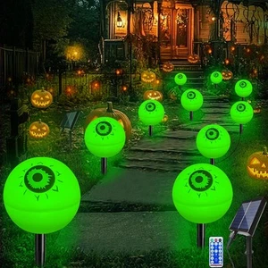 Halloween Decoration Lights Outdoor, 6 Pack Solar Scary Green&Red - Picture 1 of 8