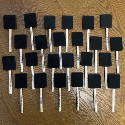 Lote a granel de 24 cepillos de esponja de espuma de 2 pulgadas con mango de madera pintura/mancha, nuevos Foto 1 de 3