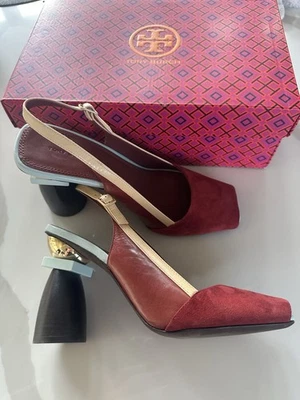 Tacones Tory Burch de gamuza y cuero - Bloque multicolor - Talla 9 - Raros Foto 1 de 4