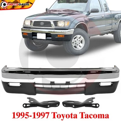 Front Bumper Chrome Steel Kit & Bumper Brackets  For 1995-1997 Toyota Tacoma - Image 1 of 4