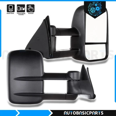 Par de espejos retrovisores laterales plegables manuales negros para remolque para camioneta GMC K2500 K3500 1988-2000 Foto 1 de 4