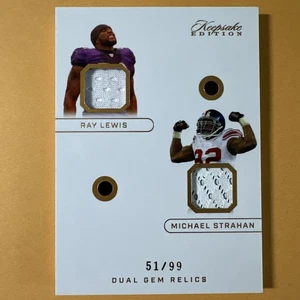 Ray Lewis/ Michael Strahan 2024 Keepsake Edition Dual Gem Relic 51/99🔥🔥🏈 - Picture 1 of 5