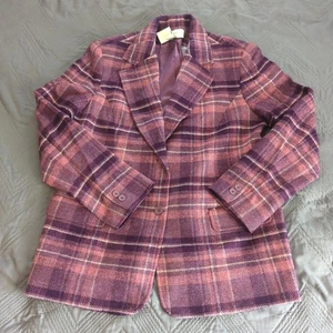 Chadwick’s Purple Pink Plaid 100% Wool Blazer Women’s 14 NWT Preppy Academia - Picture 1 of 5