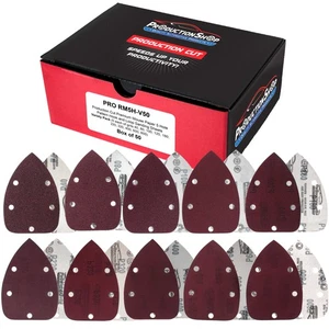5-Hole Pattern Mouse Sander Sandpaper Sheets, 50 Disc Variety Pack, Hook & Loop - Picture 1 of 5