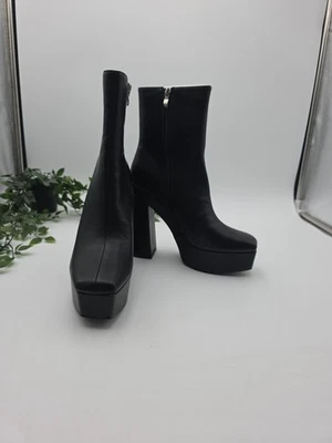 BOTINES Liliana ALPINE-2 Chunky Tacón Bloque Cremallera Lateral Apilados Negros Talla 8.5 Foto 1 de 4