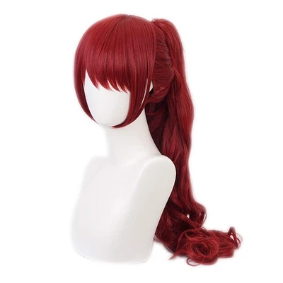 Anime Violet Kasumi Yoshizawa Wig Red Wavy Women Long Clip on Ponytail Party ... - Image 1 of 4
