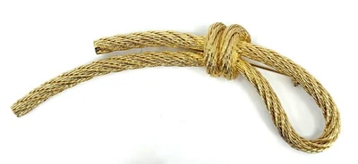 Broche Christian Dior Vintage Tono Dorado Cuerda Nudo Prendedor Firmado Diseñador Joyería Foto 1 de 3