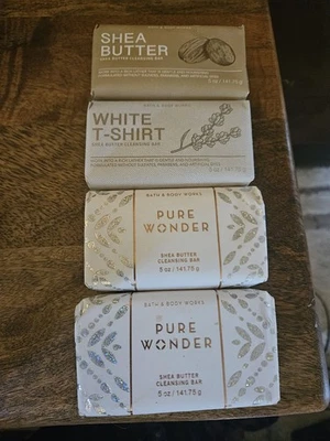 4 Bath & Body Works Jabón Bar Pure Wonder, Karité, Camiseta Blanca Envío Gratis Foto 1 de 2