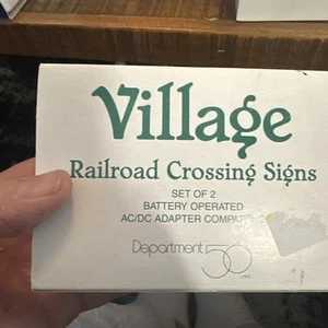 Vtg Dept 56 #55018 village accessories railroad crossing signs /Battery Operate - Picture 1 of 2
