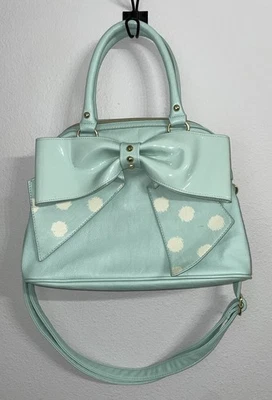Betsey Johnson Teal Green Bow Bag with Black Rose Linening - Image 1 of 4