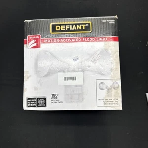 Defiant 180-Degree White Motion Activated Wired 2-Head Security Flood Light R703 - Picture 1 of 12