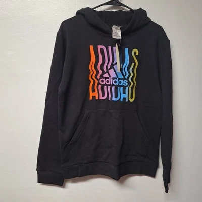 Adidas Sudadera con Capucha Colorida Niños 18 20 XL Negro Arco Iris Ondulado Adolescente Tween Foto 1 de 4
