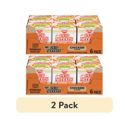 (pacote com 2) Nissin Foods xícara macarrão ramen sopa de macarrão, sabor frango, xícara de 2,25 oz - Imagem 1 de 4