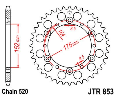 Piñón trasero JT 49t Yamaha IT175/200/250/400/465/490 WR200/250/500 TT350/500/60 Foto 1 de 1