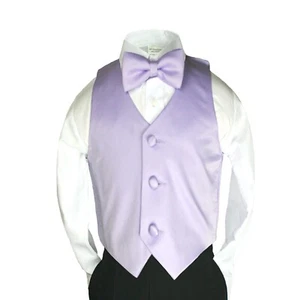 Unotux 2pc Boys Satin Lilac Vest and Bow tie Set from Baby to Teen (12) - Picture 1 of 1