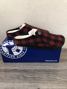 Birkenstock Zernatt Shearling Flats In Red Plaid Size 6 Narrow Fit NIB - Picture 1 of 8
