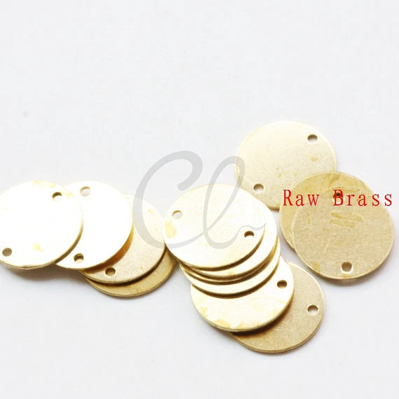 40 Pieces Raw Brass Flat Disc Link - 12mm (CW-2035C-F-531) - Image 1 of 1