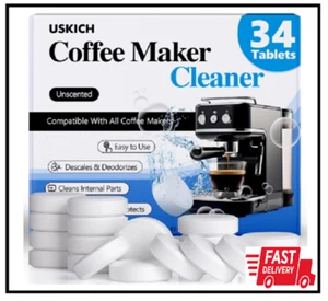 Coffee Machine Cleaner Descaler Tablets 34 Pack, Coffee Maker Cleaner for Keurig - Picture 1 of 2