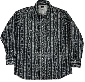 B&D By Panhandle Slim Men Black Pearl Snap Long Sleeve Western Shirt Sz L - Picture 1 of 6