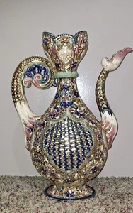 IGNAC FISCHER J BUDAPEST MAJOLIKA KERAMIK NETZWERK EWER UM 1870 sehr RAR - Bild 1 von 10