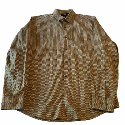 Camisa de vestir Alfani para hombre talla mediana con cuello abotonado gris negro blanco algodón Foto 1 de 4