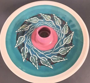 Vintage Japanese Ikebana WARE frog Vase Mid Century Modern TEAL PLATE rare - Bild 1 von 5