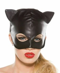 New Faux Leather Cat Mask Black One Size B3 Halloween Fantasy - Picture 1 of 2