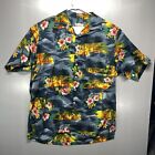 Palmera Button Front Gray Floral Hawaiian Shirt Men 3Xl 100% Poly