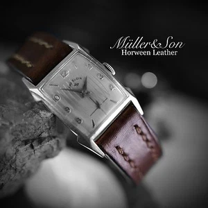 Correa de reloj Müller&Son de cuero genuino Horween de 17 mm marrón hecha a medida en EE. UU. - Imagen 1 de 12