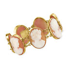 Vintage Orange Shell Cameo Bracelet In 18Kt Yellow Gold. 6.75 Inches