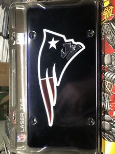 NEW ENGLAND PATRIOTS LOGO BLUE LASER LICENSE PLATE TAG BRAND NEW + 4 Decals