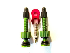 MT ZOOM GREEN 50mm Ultralight Tubeless Presta Valves + FREE spare core & remover - Picture 1 of 9