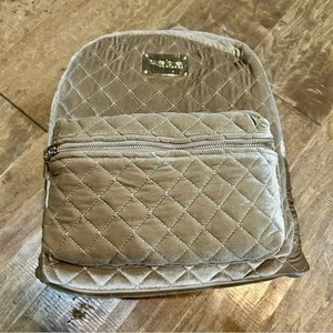 Bebe Maria Velvet Quilted Large Backpack Taupe NWT - Picture 1 of 6