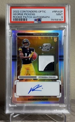 2022 Contenders Optic George Pickens Rookie Patch Auto 62/75 PSA 9 - Image 1 of 2