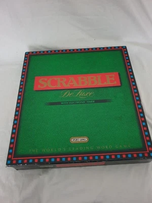 Scrabble Deluxe Board Game with Working Timer Spears Games Complete VGC - Image 1 of 4