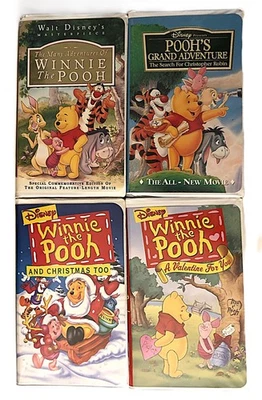 Walt Disney Winnie The Pooh Lot of 4 VHS Tapes Clamshell Christmas, Valentines Foto 1 de 4