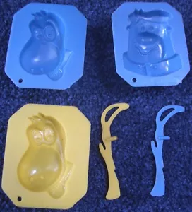 Moldes de gelatina vintage de 3 picapiedra, 1980! Hanna Barbera! - Imagen 1 de 1