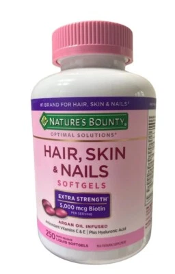 Nature's Bounty HAIR SKIN and NAILS 250 Softgels Multivitamin 5000 mcg Biotin - Image 1 of 4