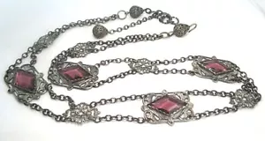 Cinturón Vintage Nuevo Plato Plata y Cristal 116,7 gramos/longitud variable - Imagen 1 de 4