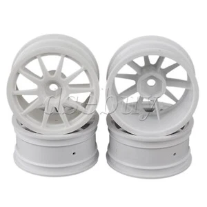 White Plastic 10-Spoke Wheel Rims for RC1:10 On-Road Car & Drift Car Set of 4 - Picture 1 of 8